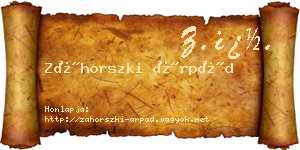Záhorszki Árpád névjegykártya